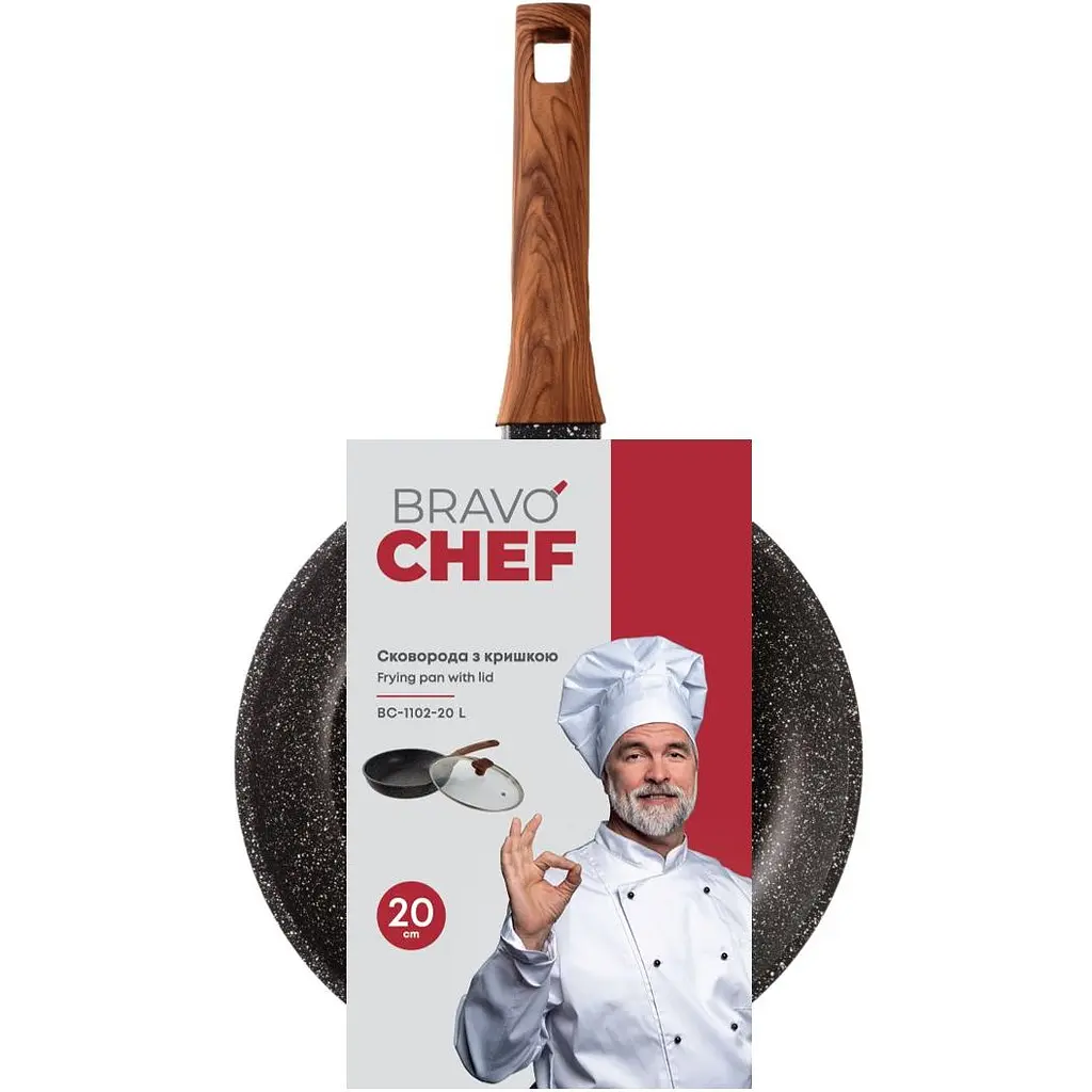 Сковорода Bravo Chef с крышкой 20 см (BC-1102-20 L) - фото 3