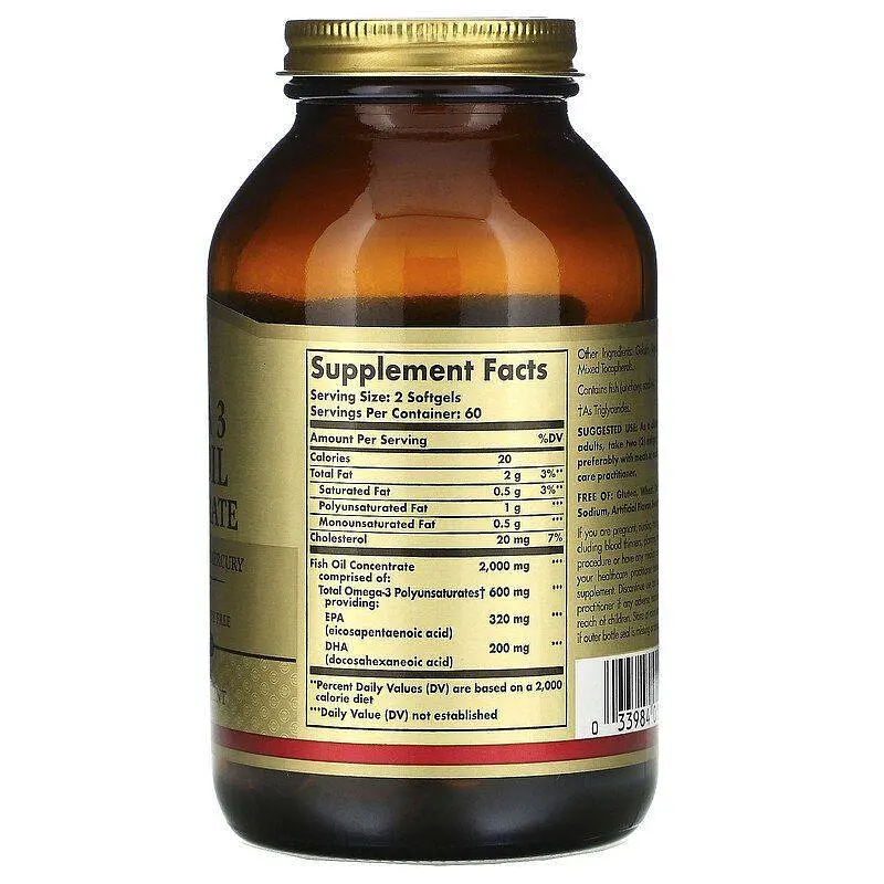 Риб'ячий жир Омега 3 Solgar Omega-3 Fish Oil 120 гелевых капсул - фото 2