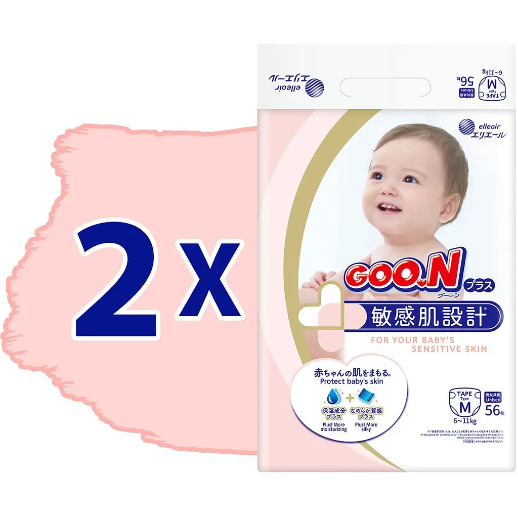 Набір підгузки на липучках GOO.N Plus М (6-11 кг) 112 шт. - фото 2