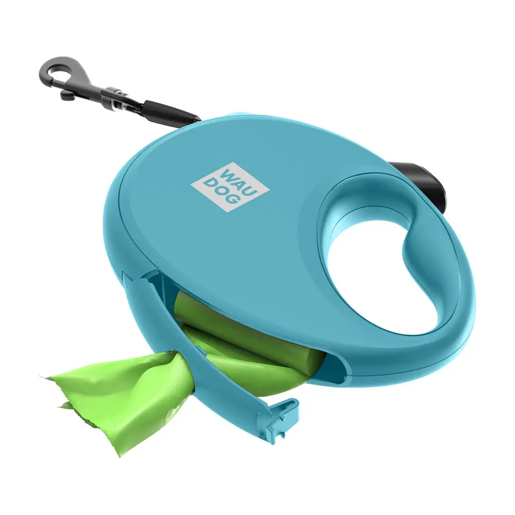 Повідець для собак WAUDOG R-leash з контейнером для пакетів L до 40 кг 5 м блакитний (26292) - фото 4