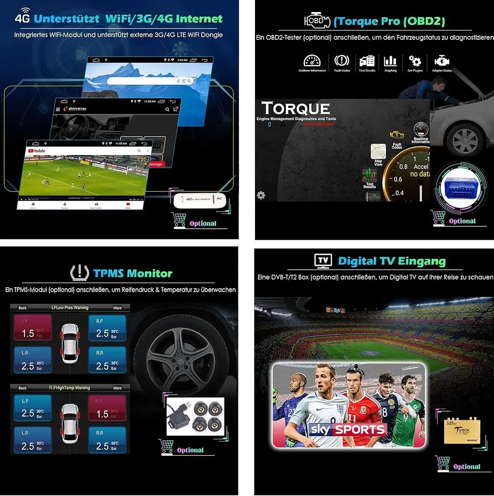 Автомагнітола Erisin Android 12 для Mercedes W203/W209 з CarPlay і GPS - фото 7