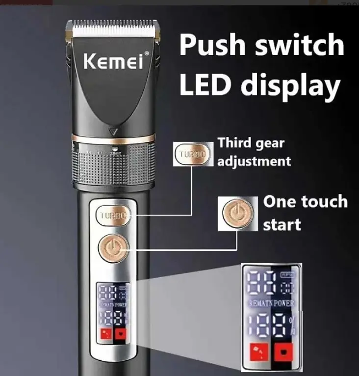 Машинка для стрижки Kemei LFJ-KM-5073 3 насадки Чорний (2390000002) - фото 5