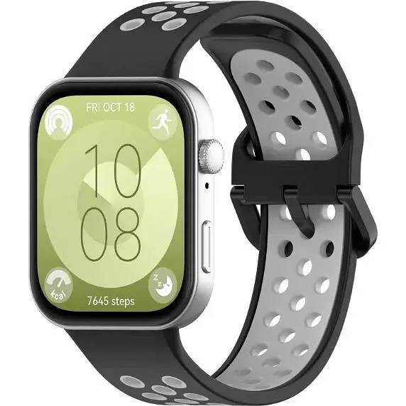 Ремешок DK для Huawei Watch Fit 3 Silicone Sport Band Nike (017791) (black / grey) - фото 2