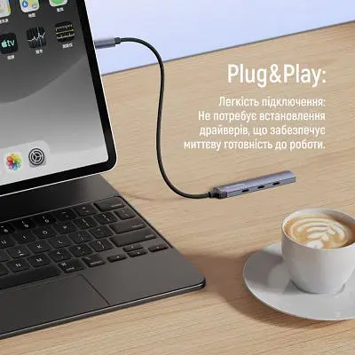 Концентратор ColorWay USB-C 4-in-1 USB-C2.0х3/USB3.0 (CW-HUB07) - фото 9