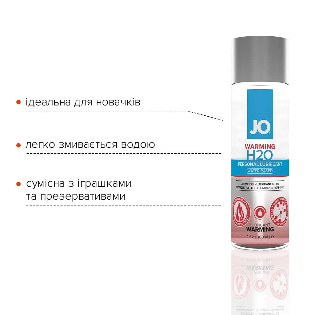 Зігрівальна змазка на водній основі JO H2O WARMING (60 мл) з екстрактом перцевої м’яти - фото 3