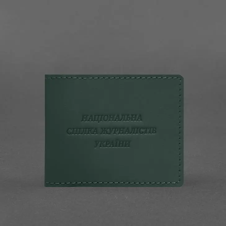 Кожаная обложка для удостоверения журналиста зеленая Crazy Horse - фото 5