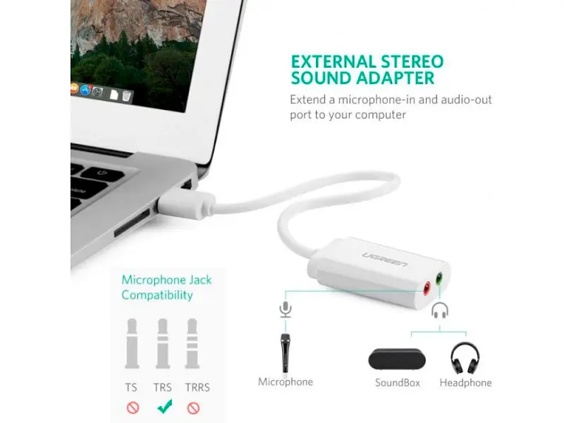 Звукова карта UGREEN US205 White (30143) - фото 4