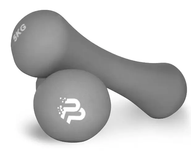 Гантели неопреновые PowerPlay 4126 Spartacus 2*5 кг Серые 2 шт + Резинка для фитнеса 7,5 кг (PP_4126_5kg_2in) - фото 2