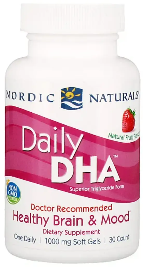 Риб'ячий жир зі смаком полуниці Nordic Naturals Daily DHA 1000 мг 30 капсул
