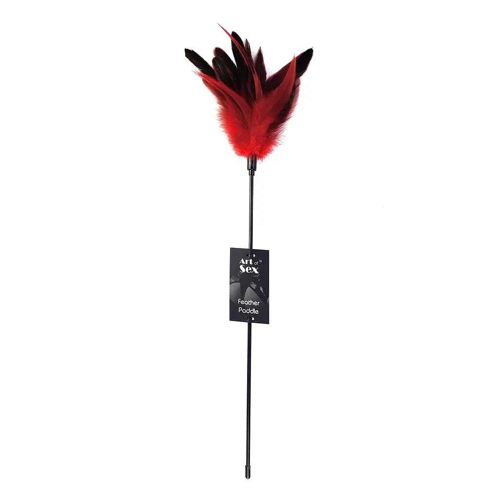 Лоскітка з пером півня Art of Sex – Feather Paddle, червона - фото 3
