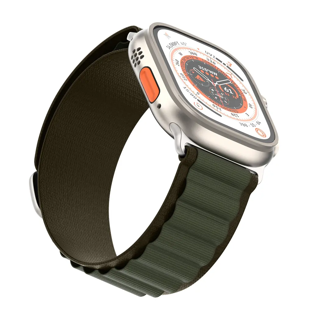 Ремінець для Apple Watch 49/46/45/44/42 (Series 1-3), оливковий, Alpine Loop Alpina Band, тканинний поліестеровий ремінець для смарт-годин, дихаючий, для активного відпочинку та спорту, ArmorStandart (ARM81045) - фото 3