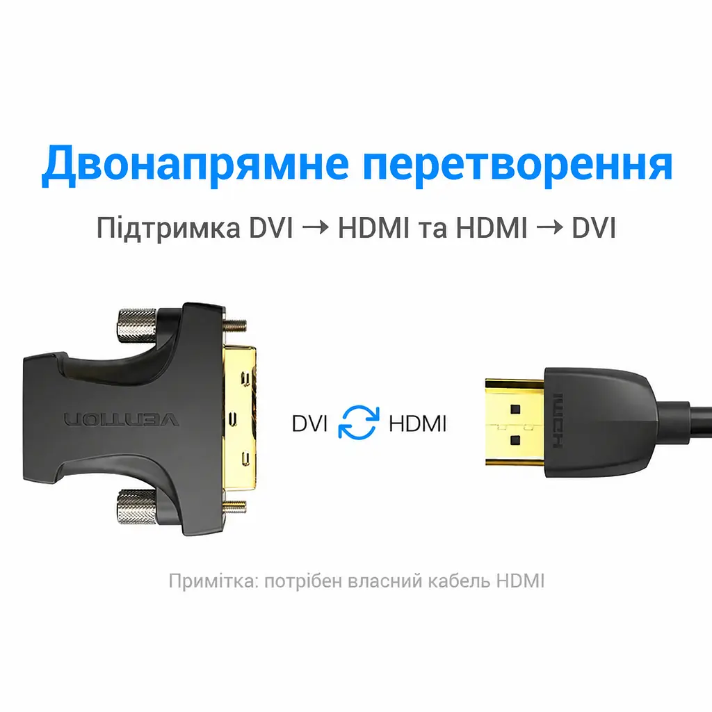 Відеоперехідник Vention AILB0 HDMI - DVI-D 1080p 60 Гц чорний (AILB0) - фото 3