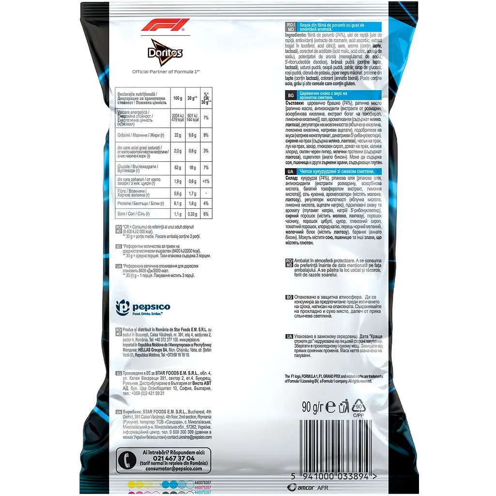 Чипси кукурудзяні Doritos зі смаком сметани 90 г - фото 2