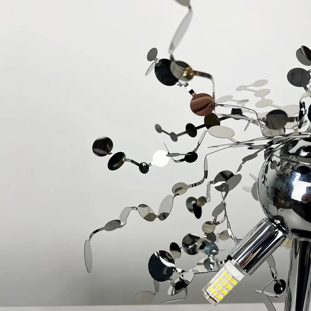 Лампа настільна з гнучких хромованих кружечків з металу Ø 50х45 см | Line F | Арт. 1030T CH - фото 7