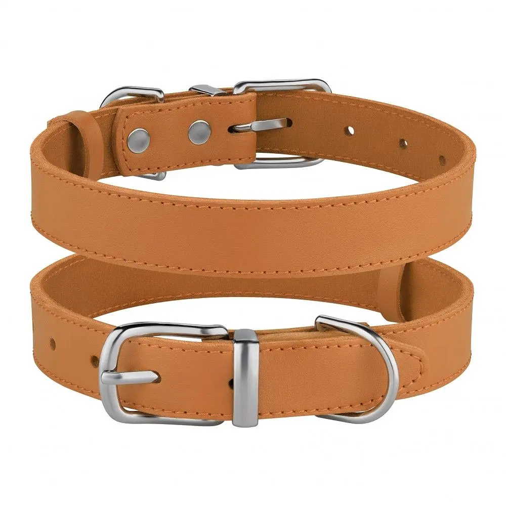 Ошейник для собак BronzeDog Barksi Classic кожаный XS 23-30х1.2 см горчичный - фото 3