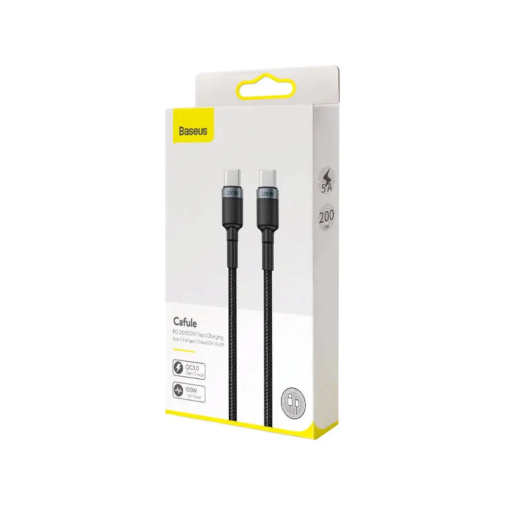 Дата кабель USB-C to USB-C 2.0m PD2.0 100W (20V/5A) red+black Baseus (CATKLF-AL91) - фото 5