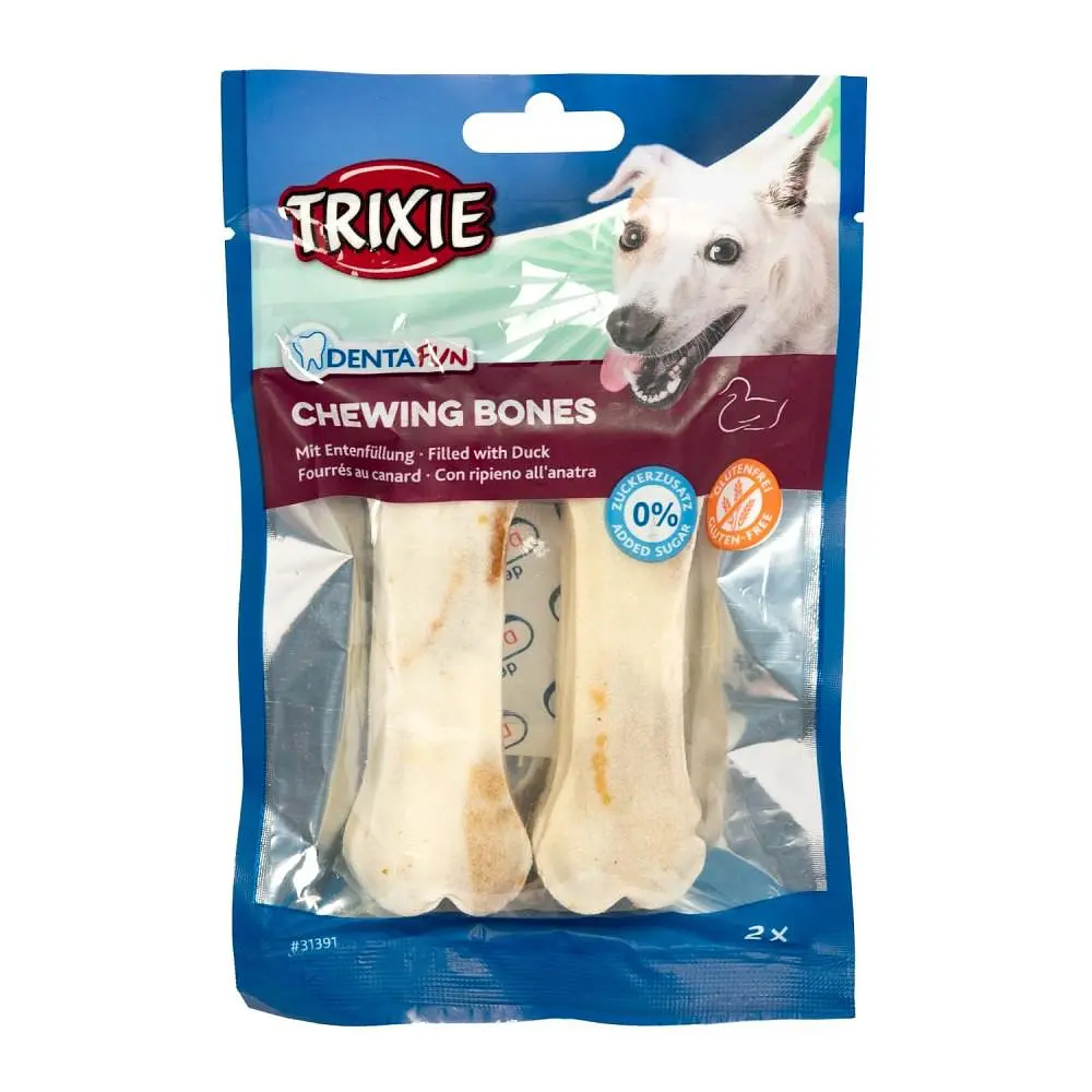 Ласощі для собак Trixie Кость для чистки зубів з качкою Denta Fun 10 см 70 г (2 шт.)