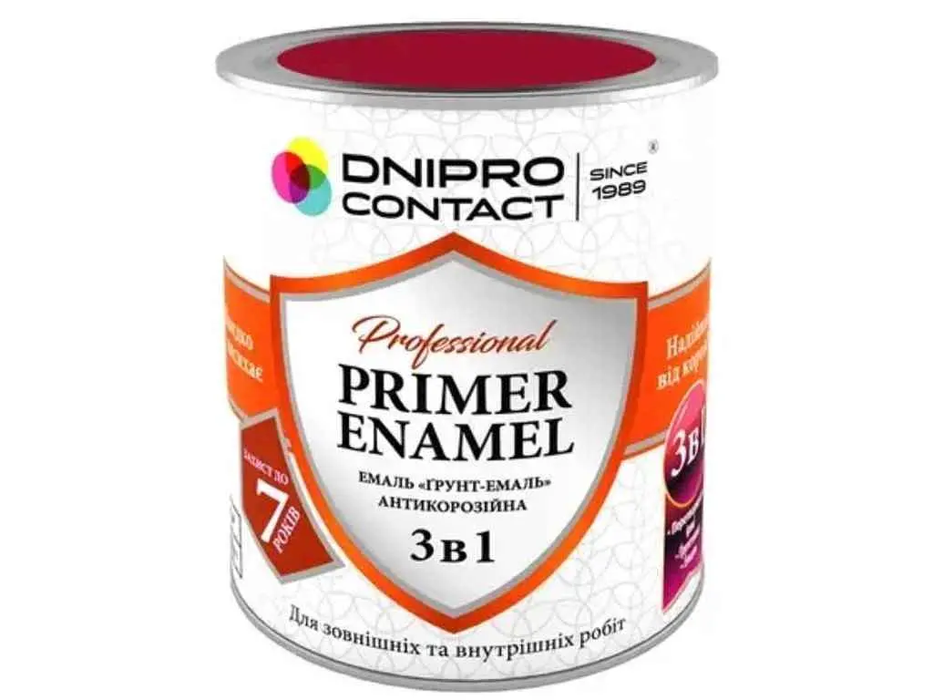 Грунт-емаль DNIPRO CONTACT вишневий 0.9кг 3 в 1
