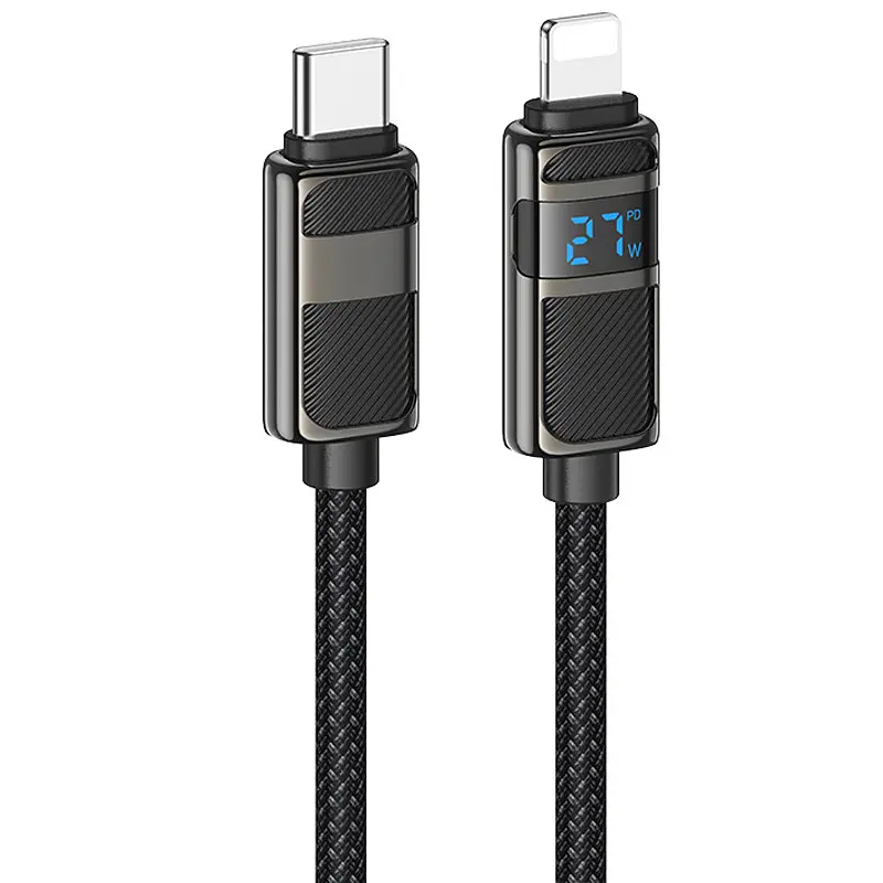 Дата кабель Hoco U137 Line with display Type-C to Lightning 27W (1.2m) Black