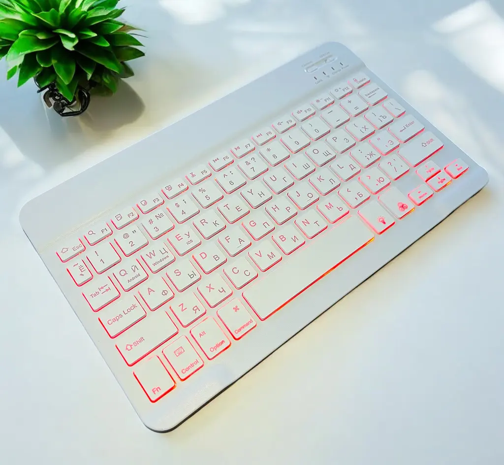 Бездротова клавіатура Primo KB02 Bluetooth з підсвічуванням White - фото 5
