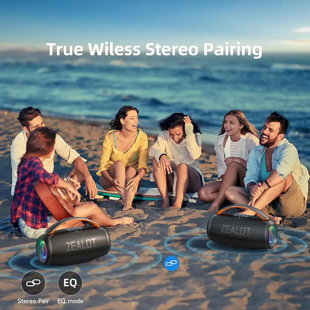 Бездротова стереоколонка ZEALOT P11 з Bluetooth, пікова потужність 80 Вт, надлегкий портативний дизайн, водонепроникність - фото 2