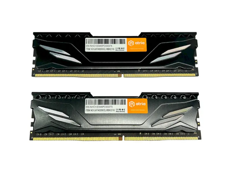 Пам'ять для настільних комп'ютерів ATRIA 16 GB (2x8GB) DDR4 3200 MHz Fly Black (UAT43200CL18BK2/16) - фото 3