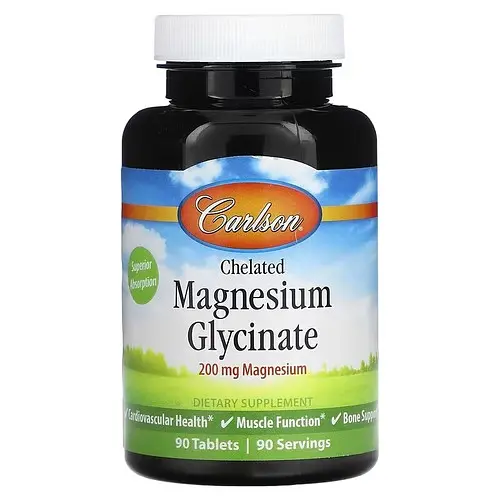 Магній Chelated Magnesium Glycinate 200 mg 90 таблеток Carlson vit0005428