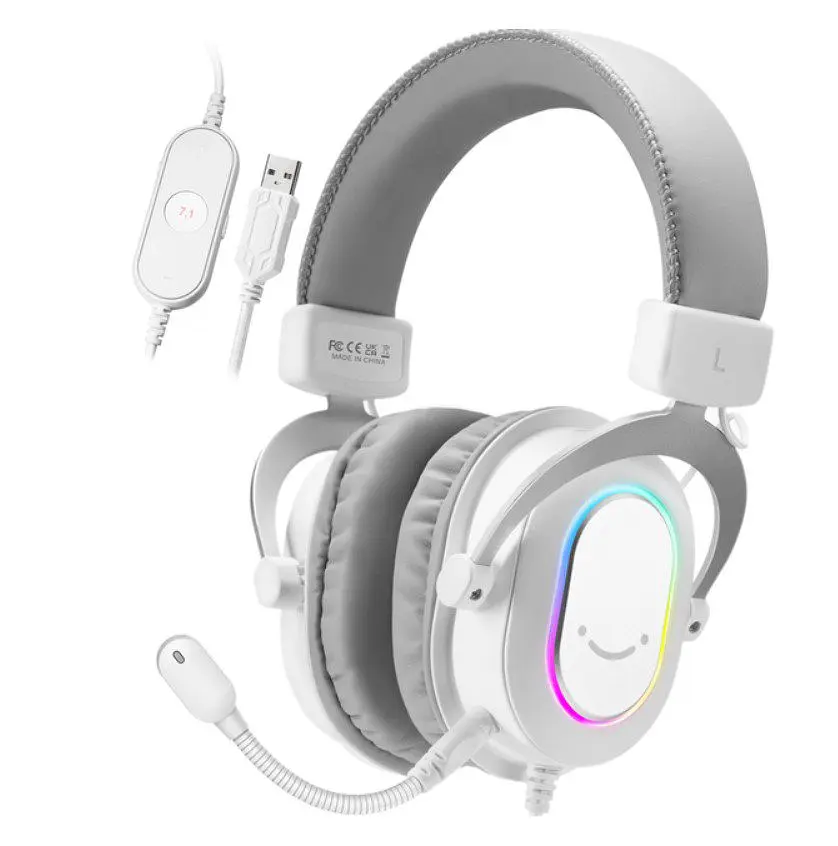 Ігрові навушники з мікрофоном Fifine H-6W RGB USB 7.1 White - фото 11