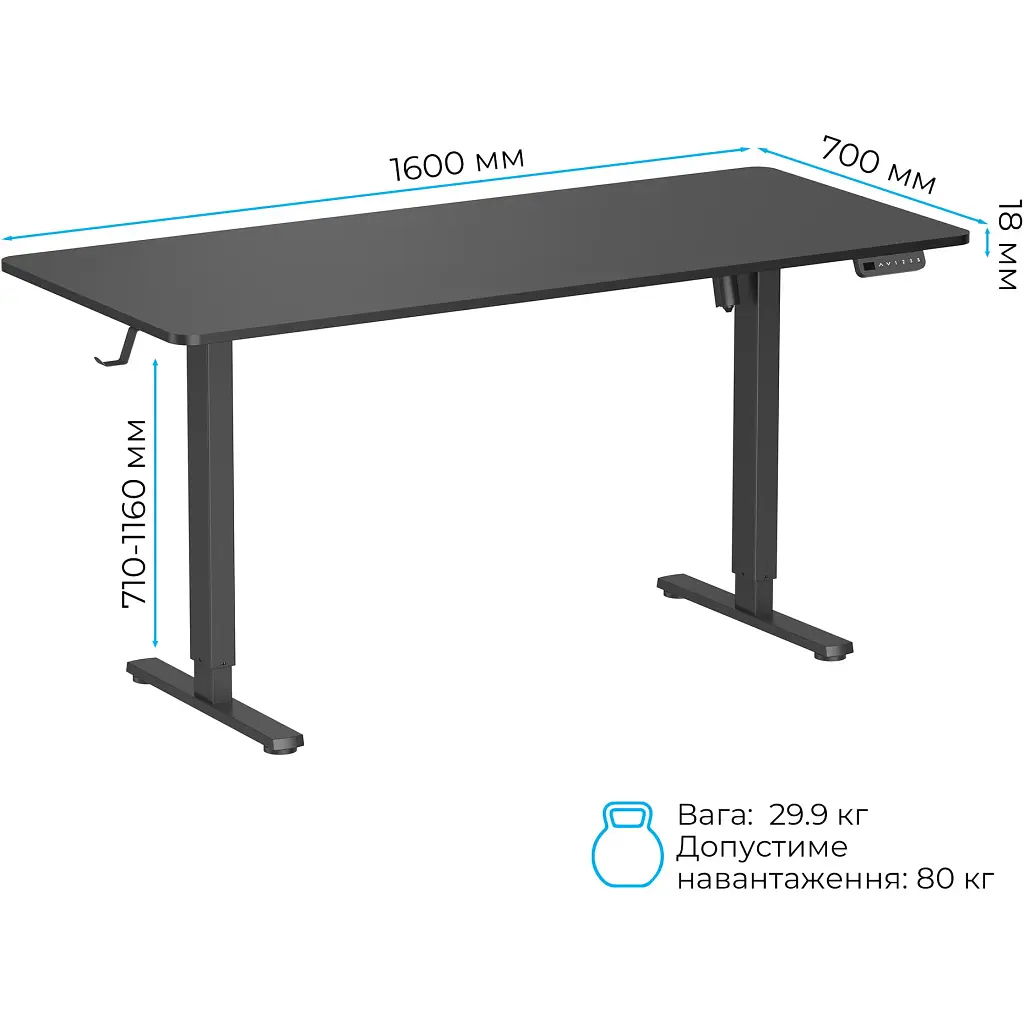 Комп'ютерний ігровий стіл OfficePro ODE1670B Black [124850] - фото 10