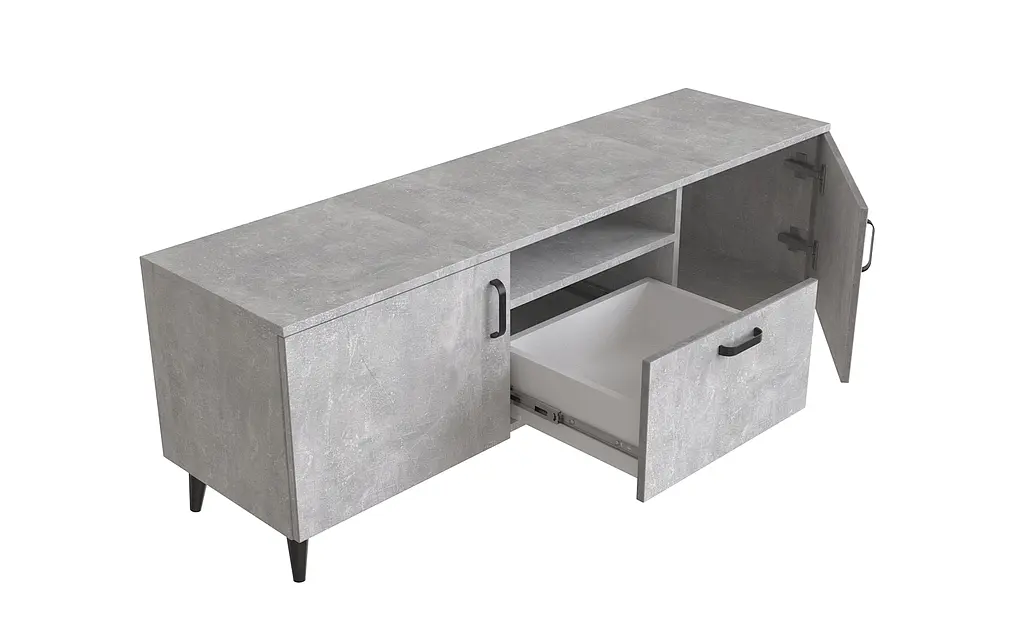 Тумба Лестер на конусных ножках Ferrum-decor 48x139x38 Черный металл ДСП Бетон 16 мм (FRD-106801) - фото 4