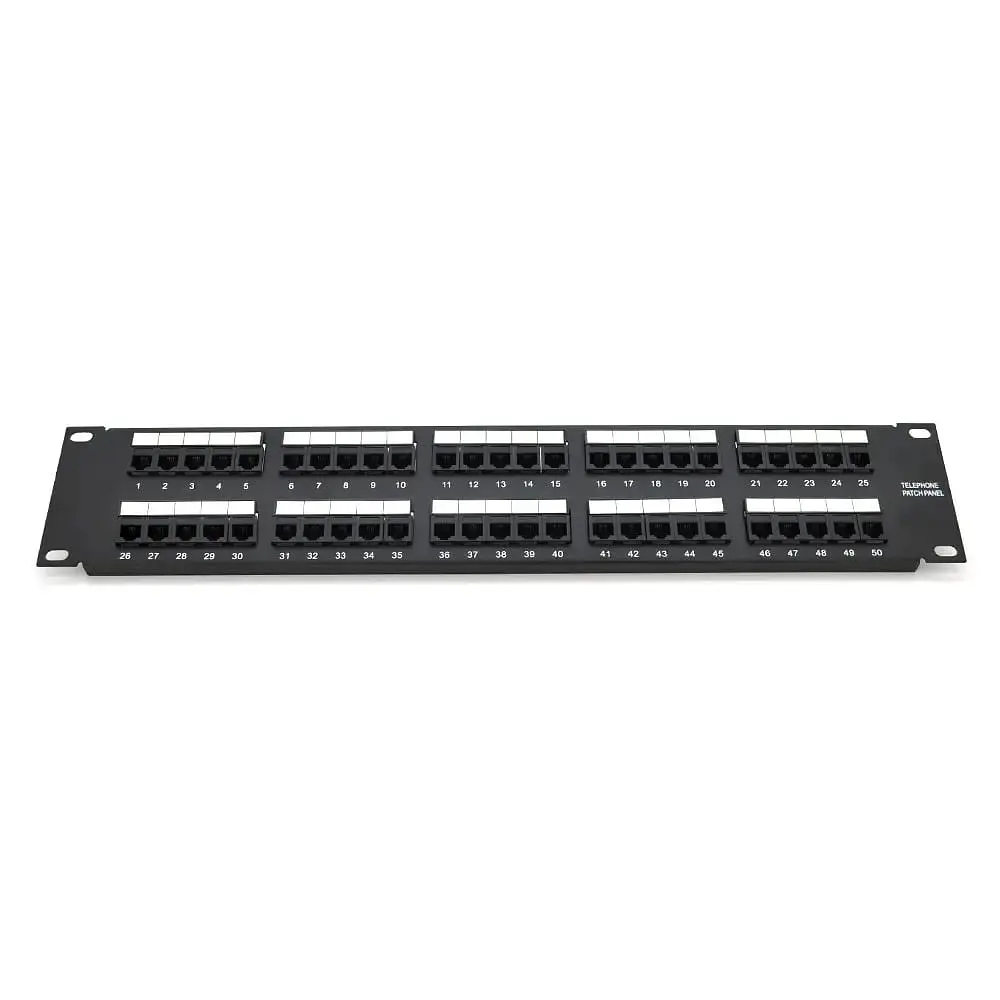 Патч-панель телефонна PiPo 50 портів UTP DUAL кат 3 19" 2U неекранована чорна (73-00889)