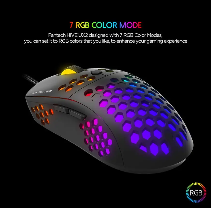 Игровая мышь Fantech X UX-2 RAPTOR PixArt 3360, 250IPS, 50G, 1200DPI Black - фото 5