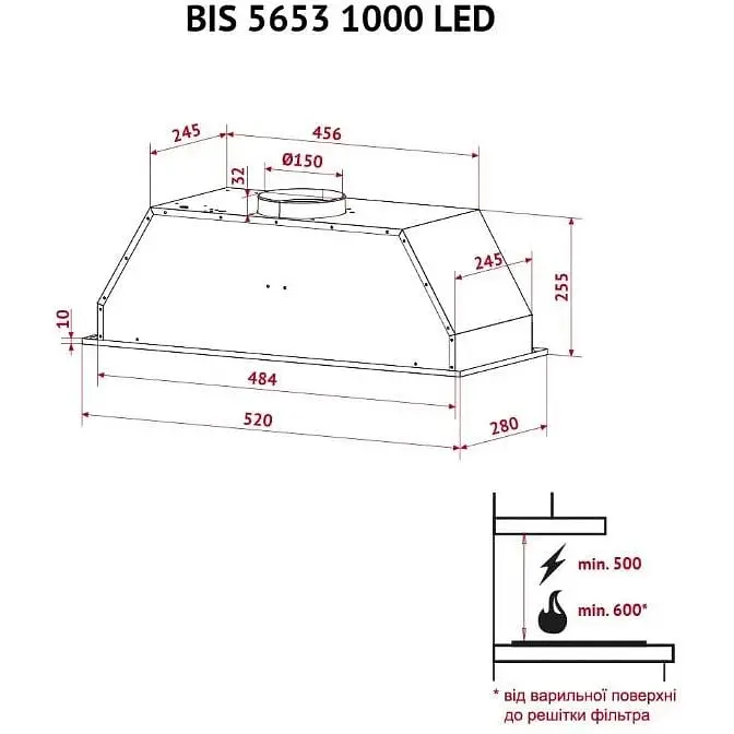 Витяжка Perfelli BIS 5653 WH 1000 LED - фото 12