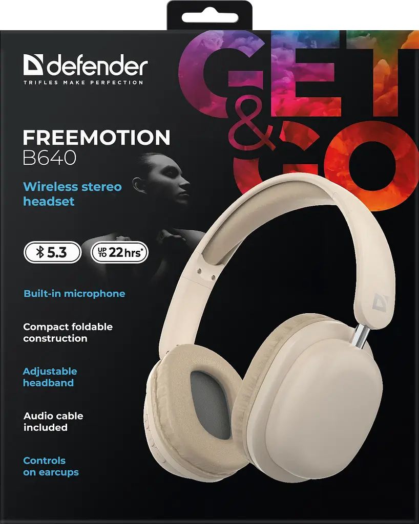Навушники бездротові Defender FreeMotion B640 bluetooth бежевий (63642) (7191841) - фото 8