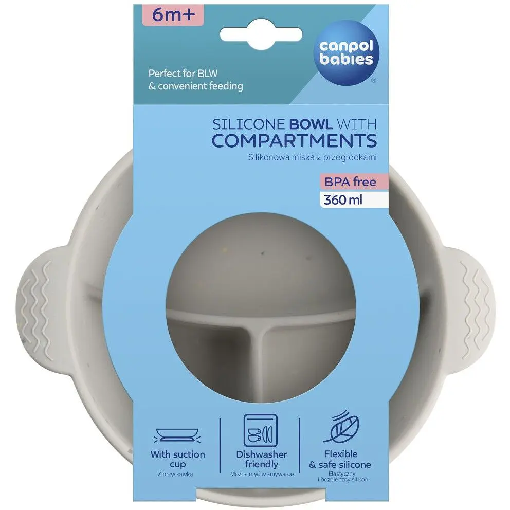 Мисочка силіконова на присосці Canpol babies з секціями DOTS (51/403_grey) - фото 7