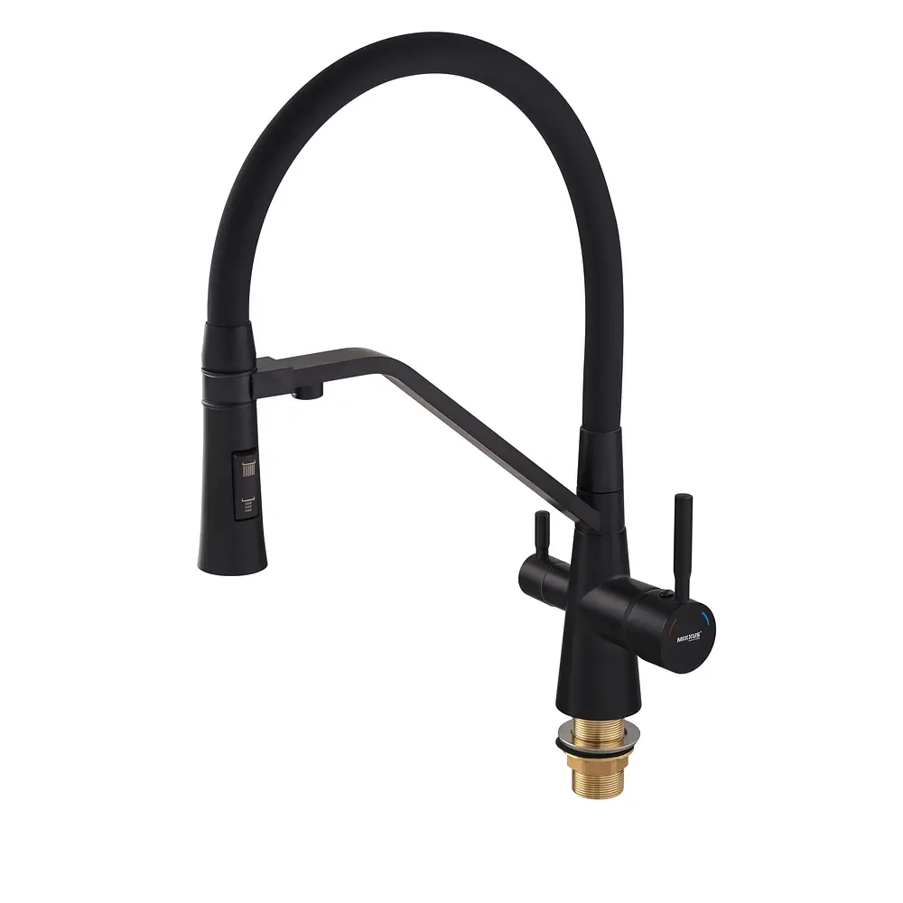 Смеситель для кухни Mixxus Premium Magnet 021 Black с гибким изливом MI6974 Черный матовый - фото 3