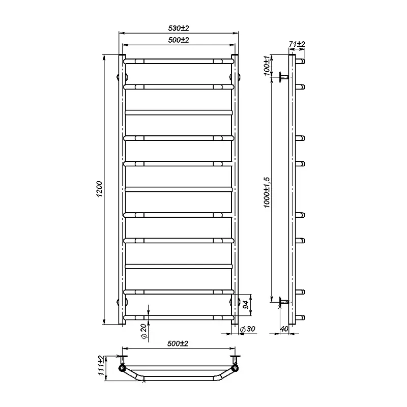 Рушникосушка водяна Onlyheat Ignis 500/1200/11, Хром - фото 2