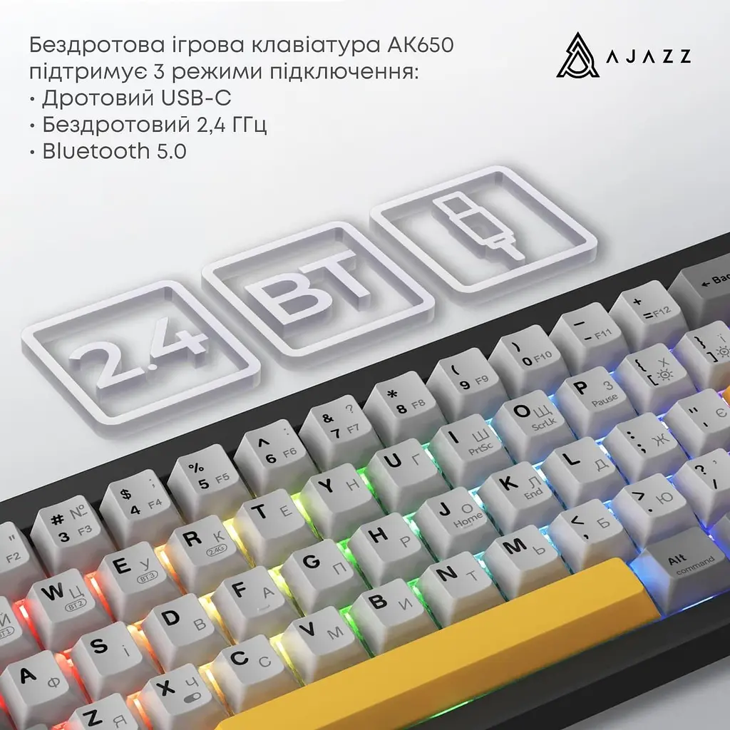 Клавіатура Ajazz AK650 Flying Fish Switch Black (AK650-FF-BGY) - фото 6