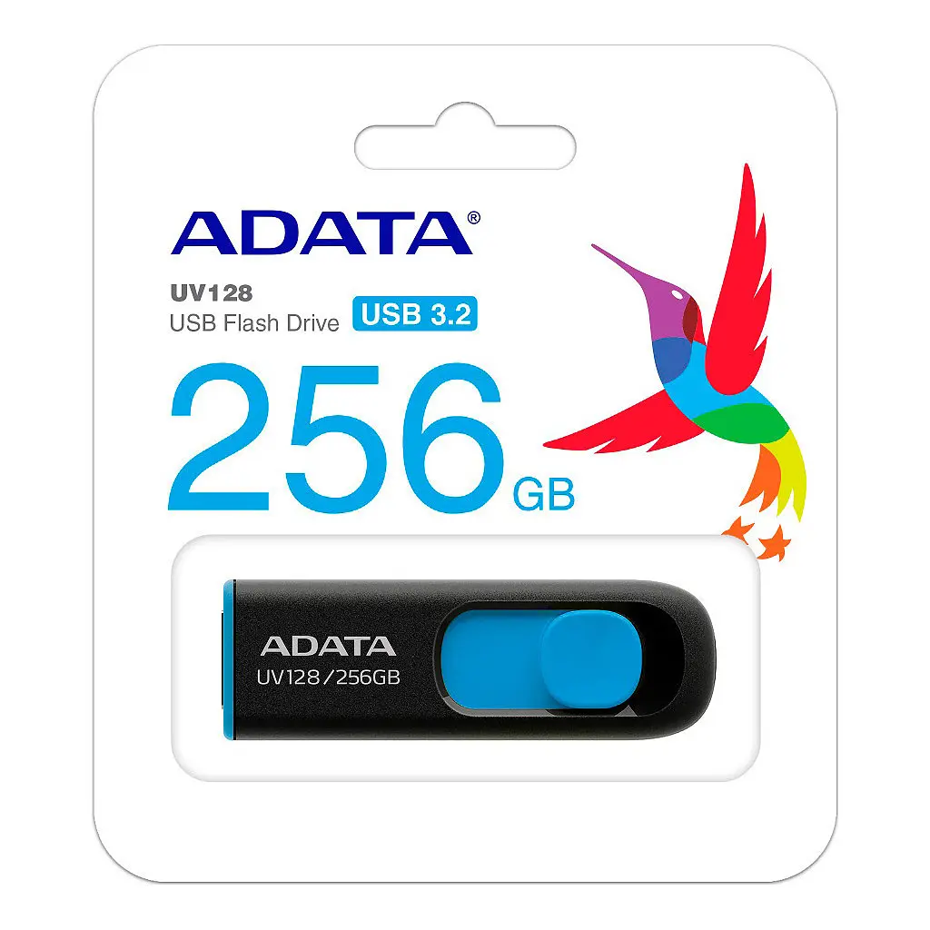 USB флеш накопитель ADATA 256GB UV128 Black/Blue USB 3.2 (AUV128-256G-RBE) - фото 4