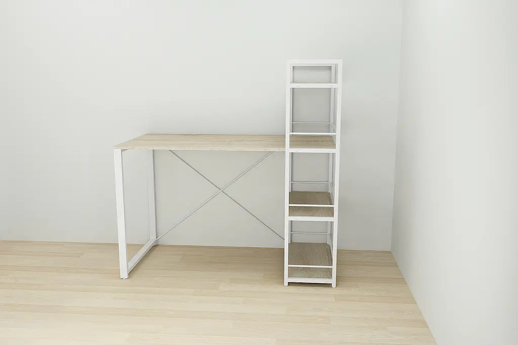 Письмовий стіл Ferrum-decor Серії Конект з етажеркою 75x120x60 білий ДСП Дуб Сонома 16мм (FRD-104227) - фото 4