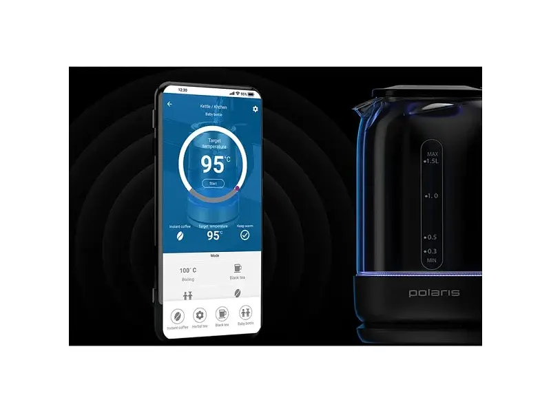 Електрочайник Polaris PWK 17107CGLD WIFI IQ Home Black - фото 11