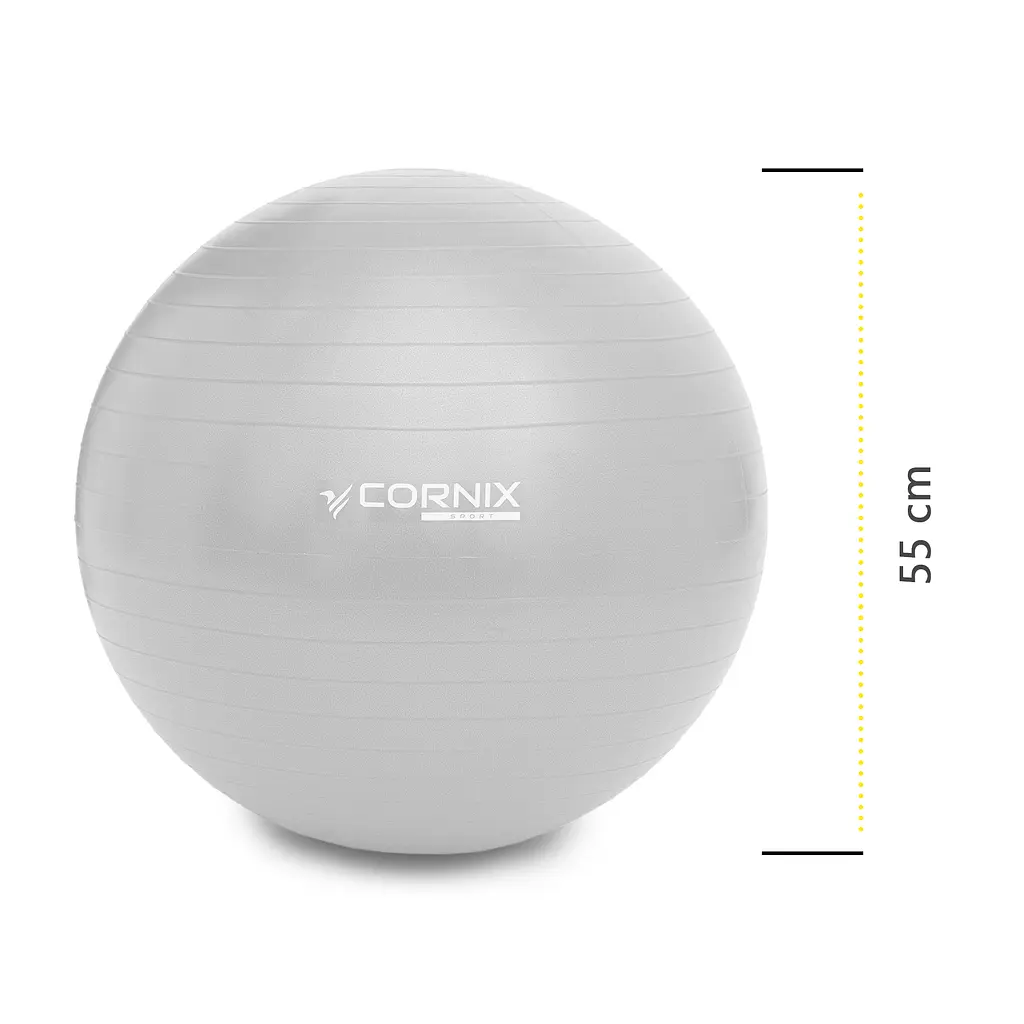 М'яч для фітнесу (фітбол) Cornix 55 см Anti-Burst Silver XR-0359 - фото 4
