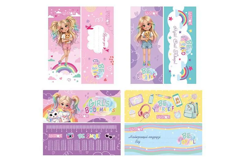 Набір закладок ламінованих для книг GIRLS BOOKMARKS канцелярські аксесуари для читання (LS-07) - фото 3