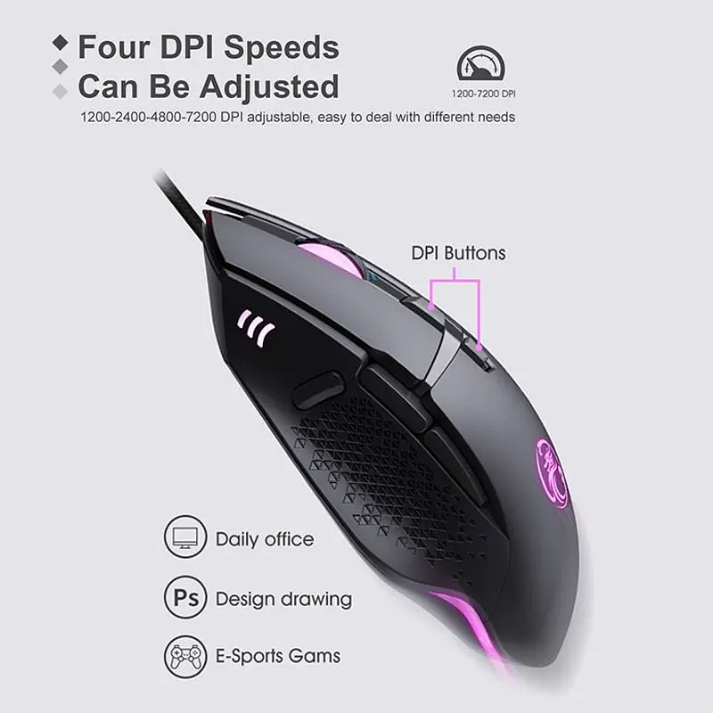 Игровая мышь iMICE T91 8 кнопок, 7200 DPI, Led Lighting - фото 3