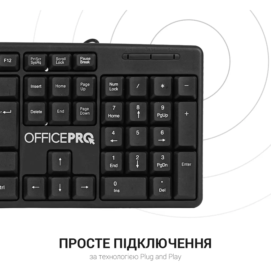 Клавіатура OfficePro SK166 USB Black (SK166) - фото 7