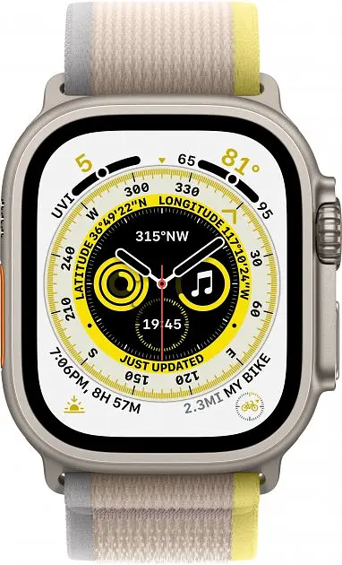 Смарт-часы Apple Watch Ultra 49mm Titanium Case with Yellow/Beige Trail Loop M/L [MQF23/MQFU3] [72528] - фото 3
