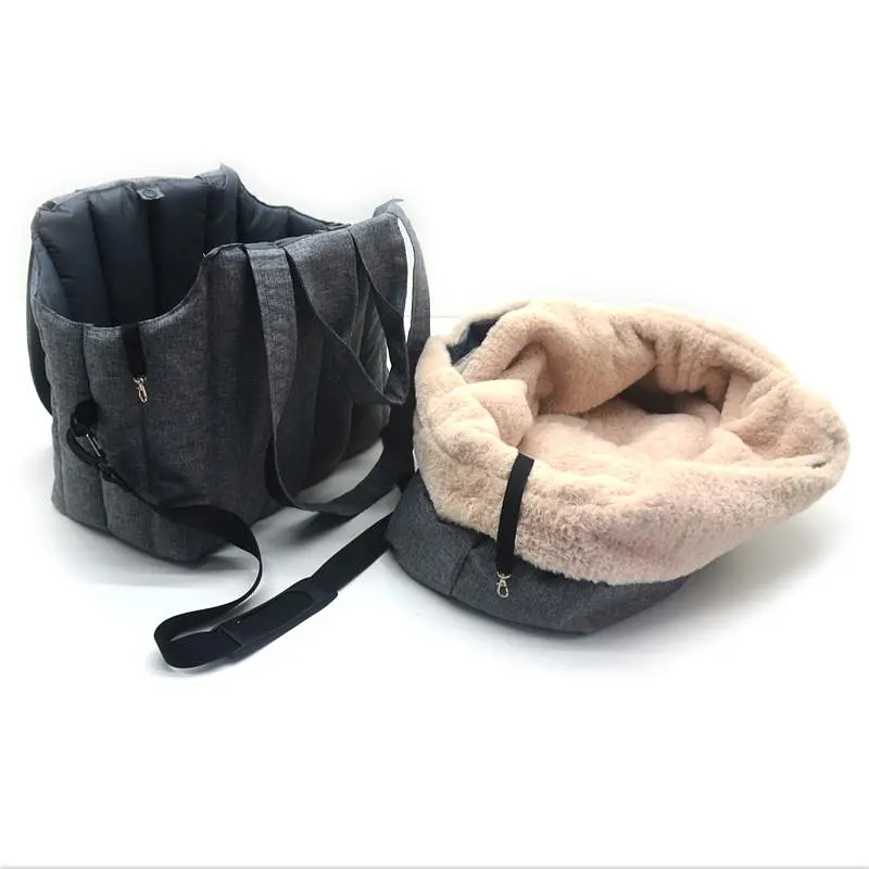 Сумка-лежак для кошек и малых собак Zoo-hunt омфорт L №3 55х30х40 см серая - фото 4