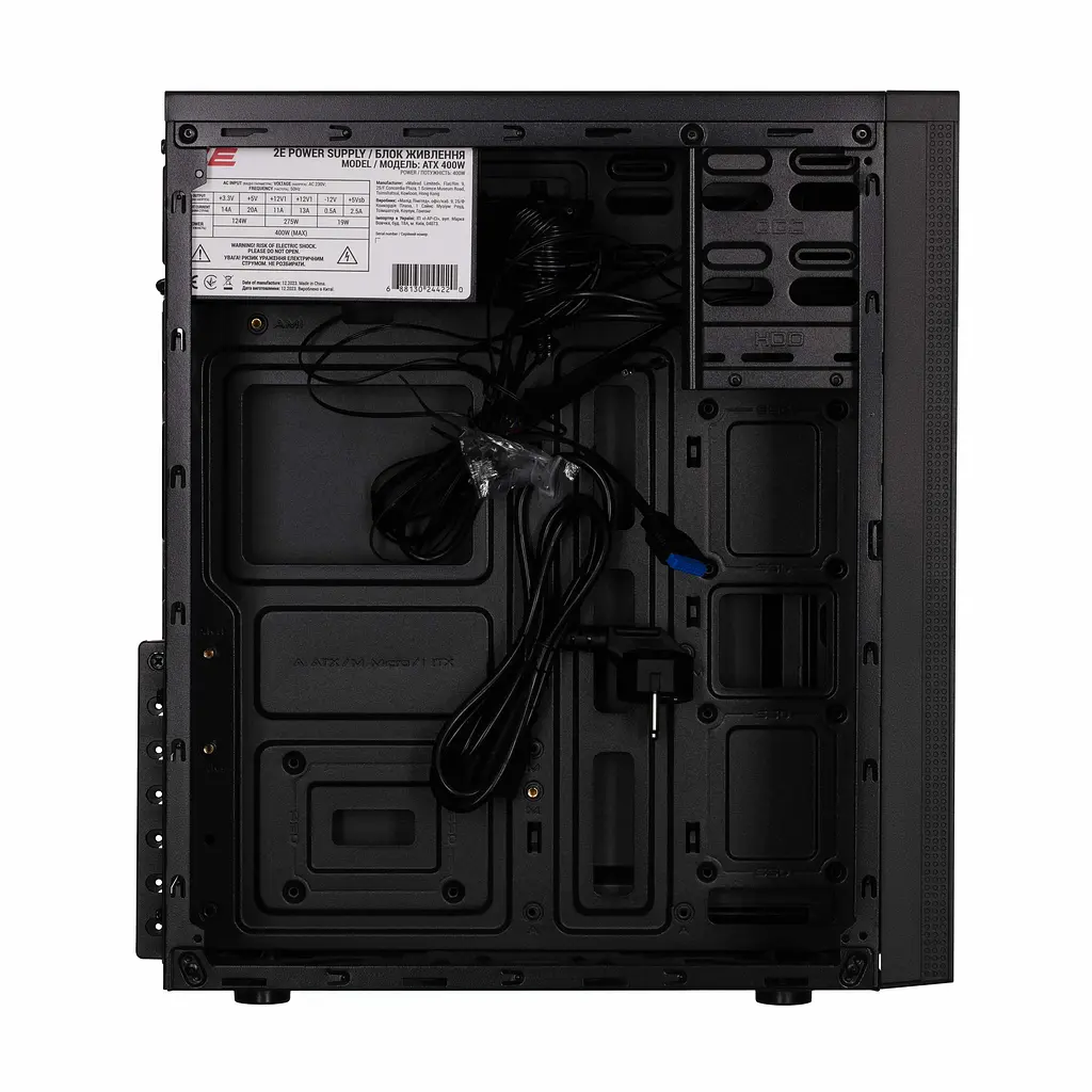 2E Корпус Alfa E185-400 з БЖ 2E ATX400W, 1xUSB3.0, 2xUSB2.0, VGA 310мм, ATX, чорний - фото 6