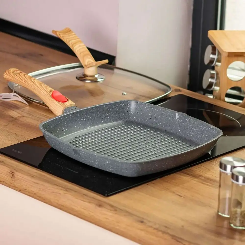 Сковорода-гриль MGC 28 см з антипригарним покриттям та знімною ручкою, сірий MGC HP-4-462G - фото 2