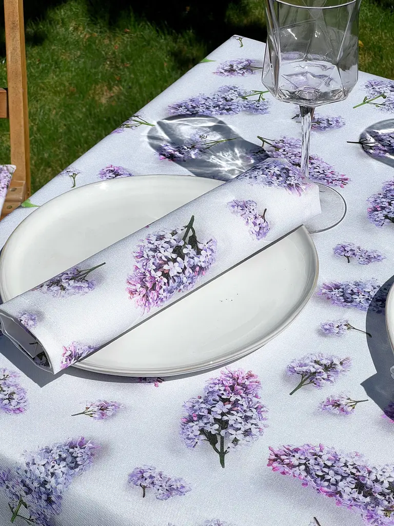 Водоотталкивающая Скатерть с 3D принтом Сирень 180х100 см Сиреневый - фото 5